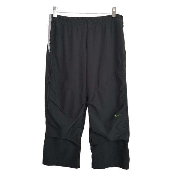 Nike WMS Small Dri Fit Capri Pants Gray Front Zip Vented Running Athletic - Picture 1 of 15